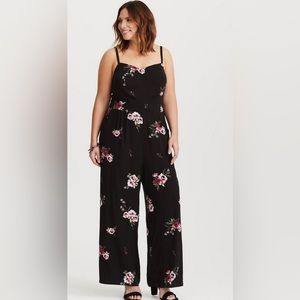 NWT Torrid pink and black challis wide leg jumpsuit size 0 (12)